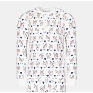 Roller Rabbit Girls Love Bunnies Hearts Pajama Top Long Sleeve White Size 14Y